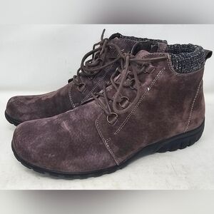 Propet Delaney Women's Suede Ankle Side Zip Bootie Purple Brown Size 7.5 M(B)